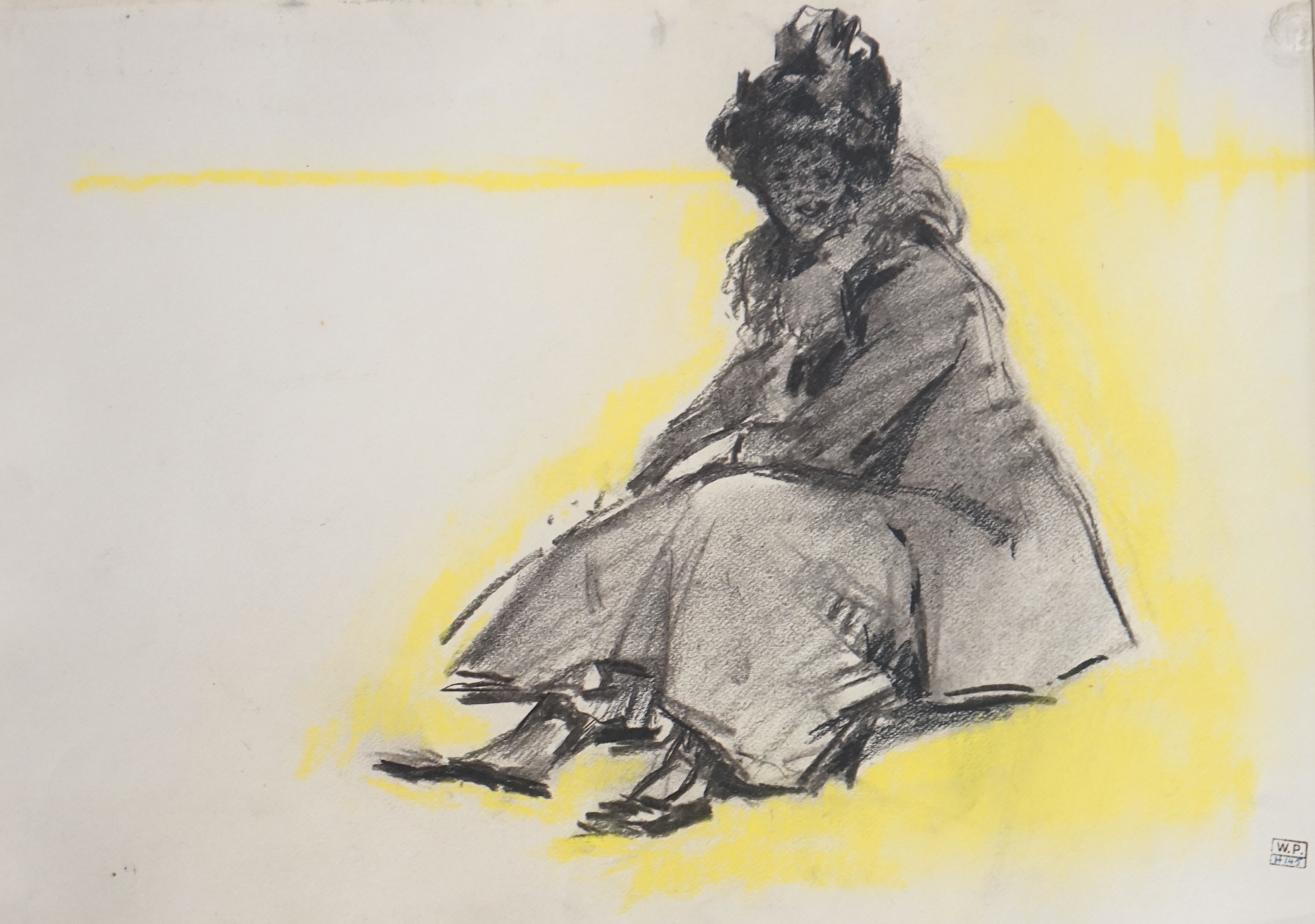 Willem Adriaan Paerels (Belgian, 1878-1962), Study of a seated woman, conté crayon on light buff paper, 32 x 45cm